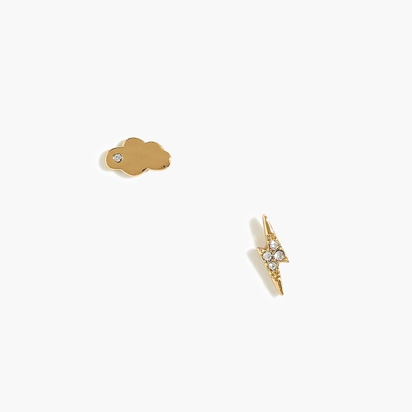 New J.CREW Cloud and Bolt Mismatched Stud Earrings in Gold - Picture 1 of 2